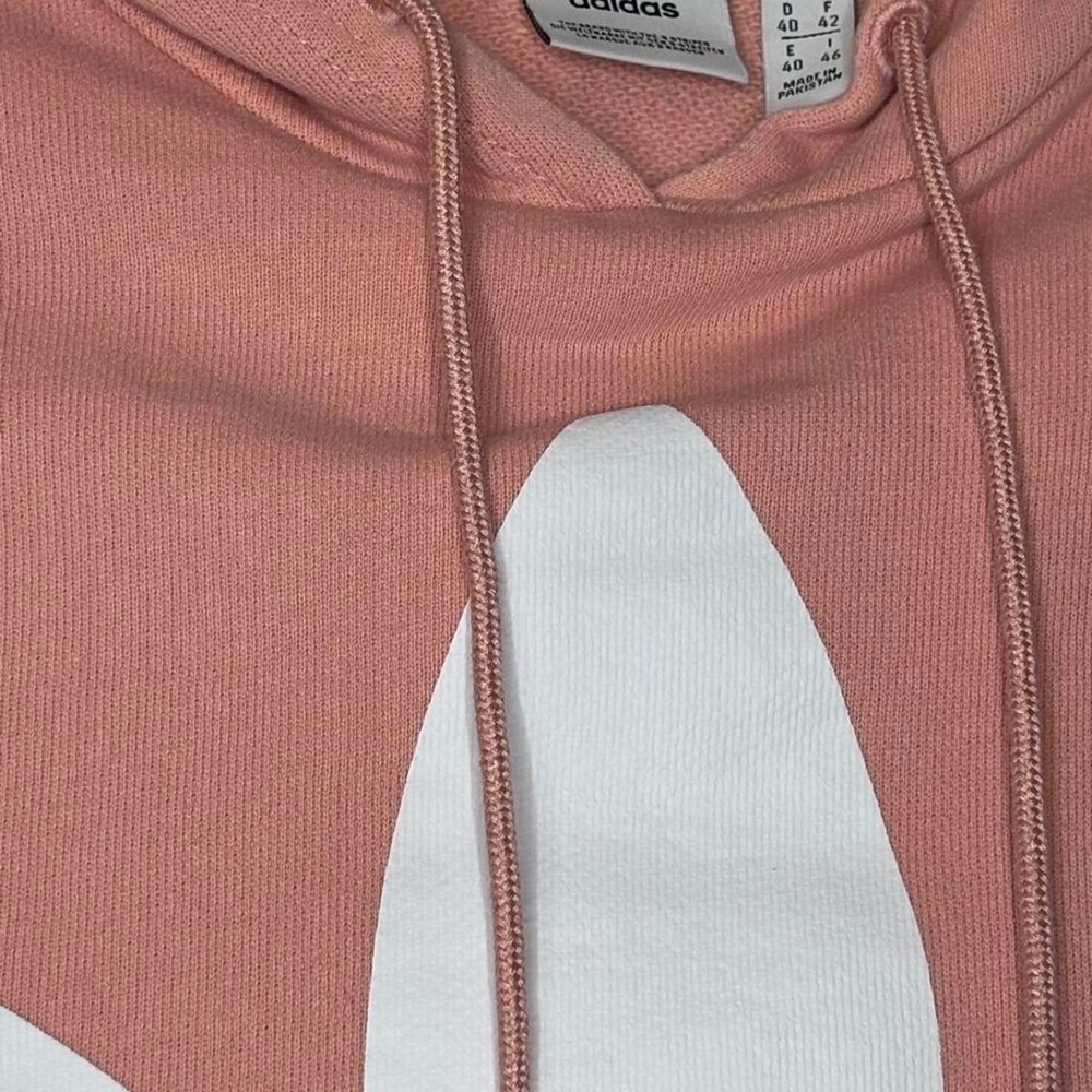 Adidas pink/peach hoodie with white logo Size M - Picture 3 of 3